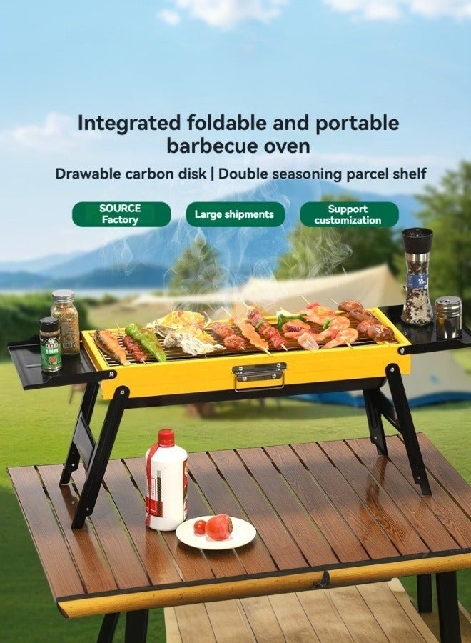 WALALLA Foldable Stainless Steel BBQ Grill - Compact Charcoal Barbecue for Outdoor Cooking, Camping & Picnics | Portable Tabletop Design with Carrying Bag - Image 1